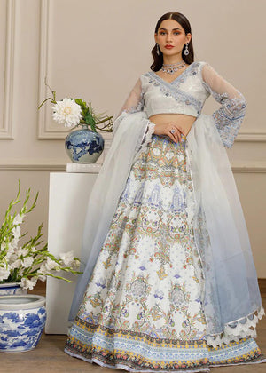 Embroidered Blouse With Printed Lehenga - 8399