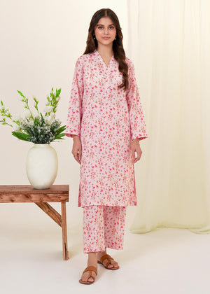 Pink Cambric Printed Suit