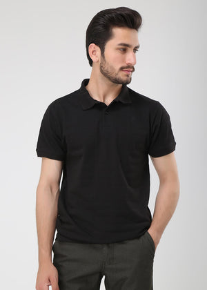 Embroidered Polo Shirt-Black