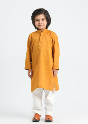 Mustard Soft Cotton Kurta Trouser - 2PC - Kids