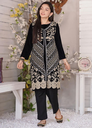 Velvet Embroidered 2 Pc Suit OVF-30