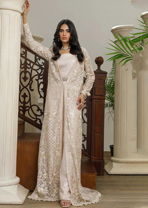 Net Embroidered Jacket With Jumpsuit - 8286