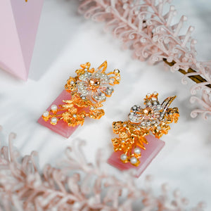 Dusty Pink 3D Floral Earrings