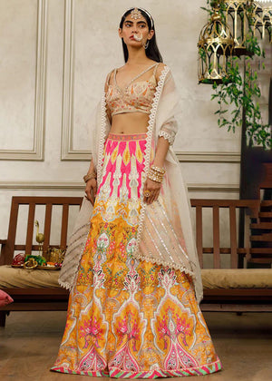 Embroidered Blouse With Printed Lehenga - 8119
