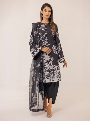 3pc Unstitched - Silk Lawn Printed Suit With Net Digital Lawn Digital Printed Dupatta