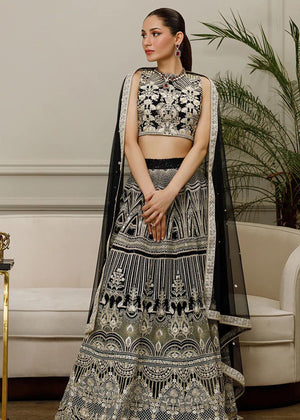 Net Embroidered Blouse With Lehenga - 8541