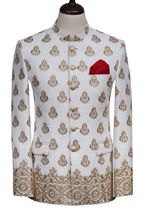 Groom White Golden Prince Coat OC-19