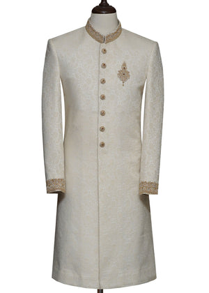 Groom Off White Karandi Sherwani OC-19