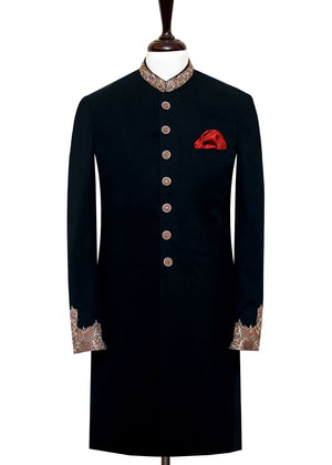 Groom Royal Black Sherwani OC-27