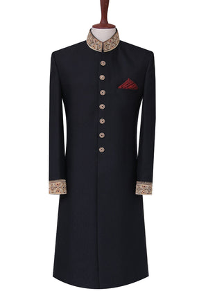 Groom Royal Black Sherwani OC-29