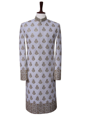 Groom Luxury White Border Sherwani OC-30