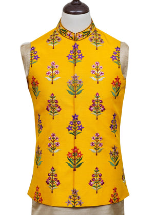 Groom Yellow Mehndi Waistcoat OC-04