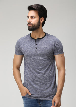 Round Neck Basic T-shirt-Grey A