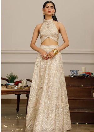 Organza Embroidered Blouse With Lehenga - 8442