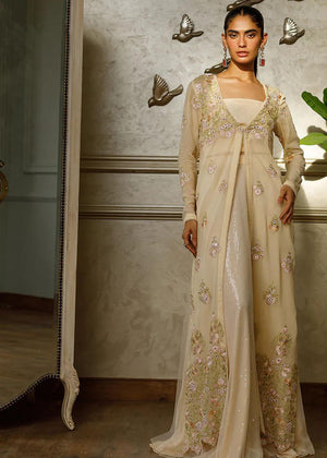 Chiffon Embroidered Gown With Sequins Blouse And Skirt - 7939.1