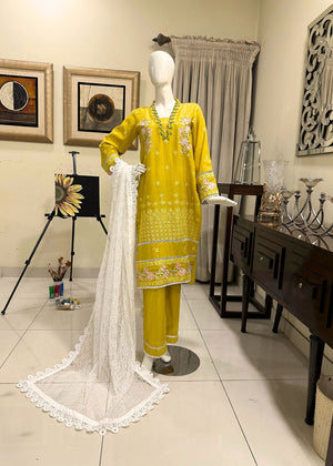 Mellow Yellow Chikankari 3pc Suit