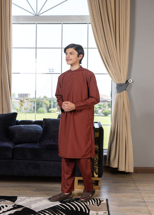 WASH & WEAR RUST KURTA TROUSER