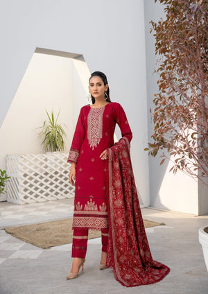 Winter Luxury Embroidered Dhannak D23106