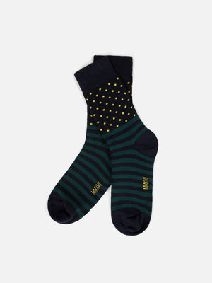 Navy Green Crew Sock - FAMSO21-068