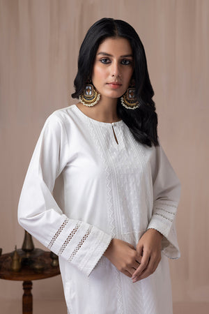 01 Piece Classic White Embroidered Shirt