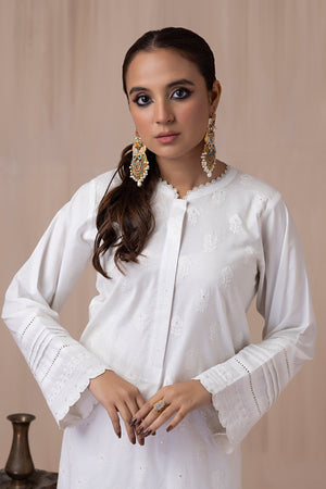 01 Piece Classic White Embroidered Shirt