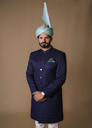 Ceremonial Navy Blue - Sherwani