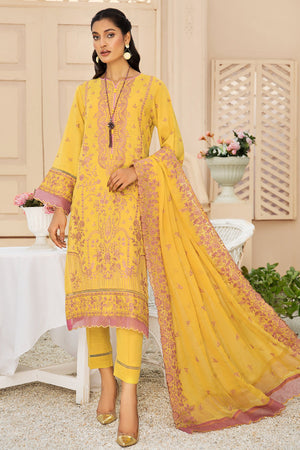 T-27 : Unstitched Embroidered Slub Karandi 3PC