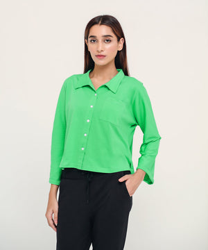 Women's Cropped Button Down Shirt