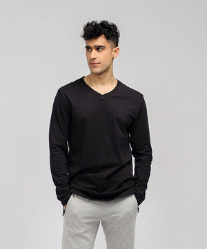 Men's Basic Long Sleeve V-Neck Tee