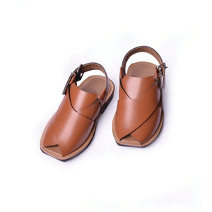 Brown Leather Peshawari Chappal