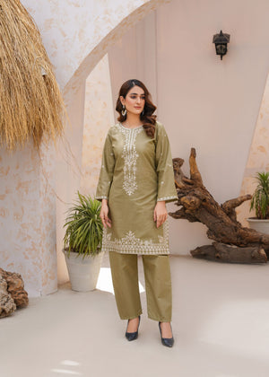 Hania 2 piece embroidered kurti ready to wear