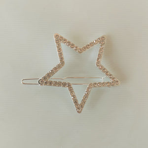 Stylish Silver Star Stone Hair Clips