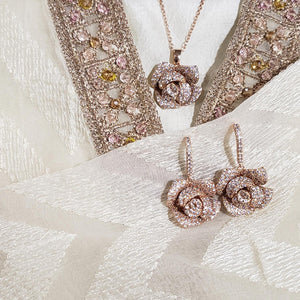 Rose necklace and earrings set - luxury-014