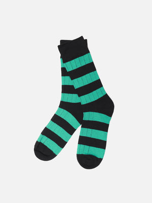 Black & Green Crew Sock - FAMSO23-016