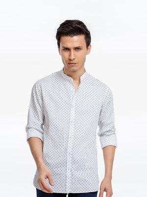 Regular Fit Printed Band Collar Shirt - FMTS23-32014