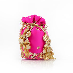 Motia Floral Potli - Hot Pink