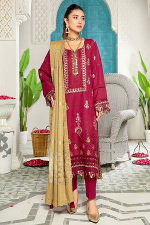 R-07 : Unstitched Embroidered Slub Karandi 3PC