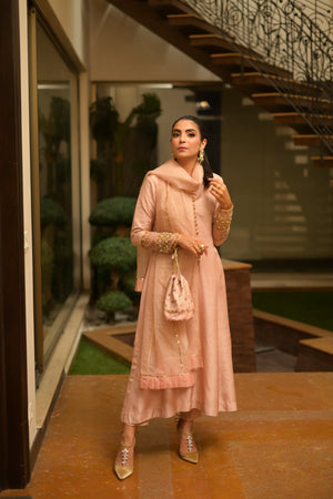 Dust Pink Rawsilk Embroidered