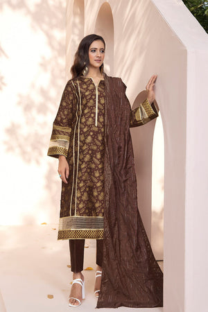 3PC Unstitched Printed Faux Silk Suit KFS-2330