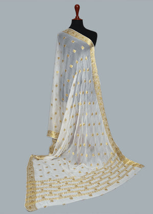 Pure Bemberg Crinkle Jacquard Dupatta-MDWH0001193