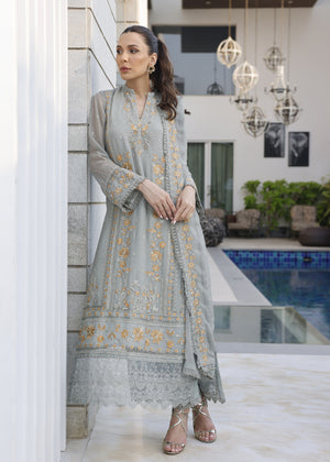 Spanish Gray Merakish Luxury Chiffon Unstitched 3pc Suit