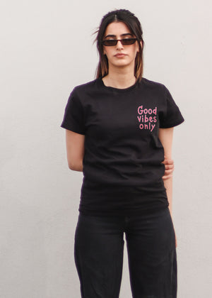 Good Vibes Only - Black Round Neck Unisex T-Shirt