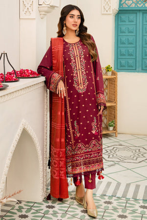 R-03 : Unstitched Embroidered Slub Karandi 3PC