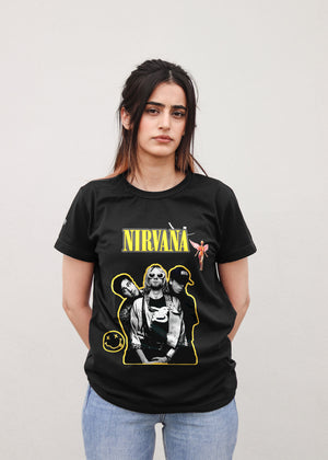 Nirvana 5 - Black Round Neck Unisex T-Shirt