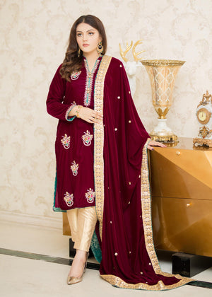 RJS PRET - CHANDNI (BURGUNDY)