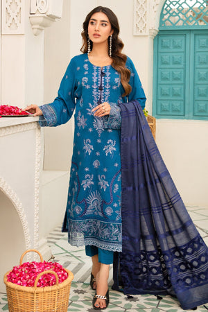 R-04 : Unstitched Embroidered Slub Karandi 3PC