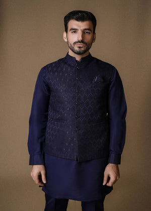 JAMAWAR BLUE WAISTCOAT