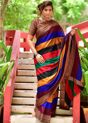 Bold Stripe Susi Multi Color Saree