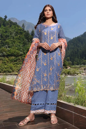 3PC Embroidered Unstitched Lawn Suit KCNE-2116