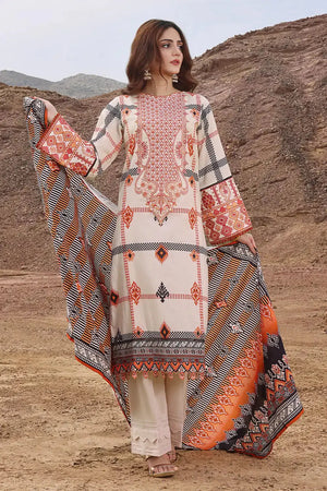 3PC Embroidered Unstitched Lawn Suit KL-2429